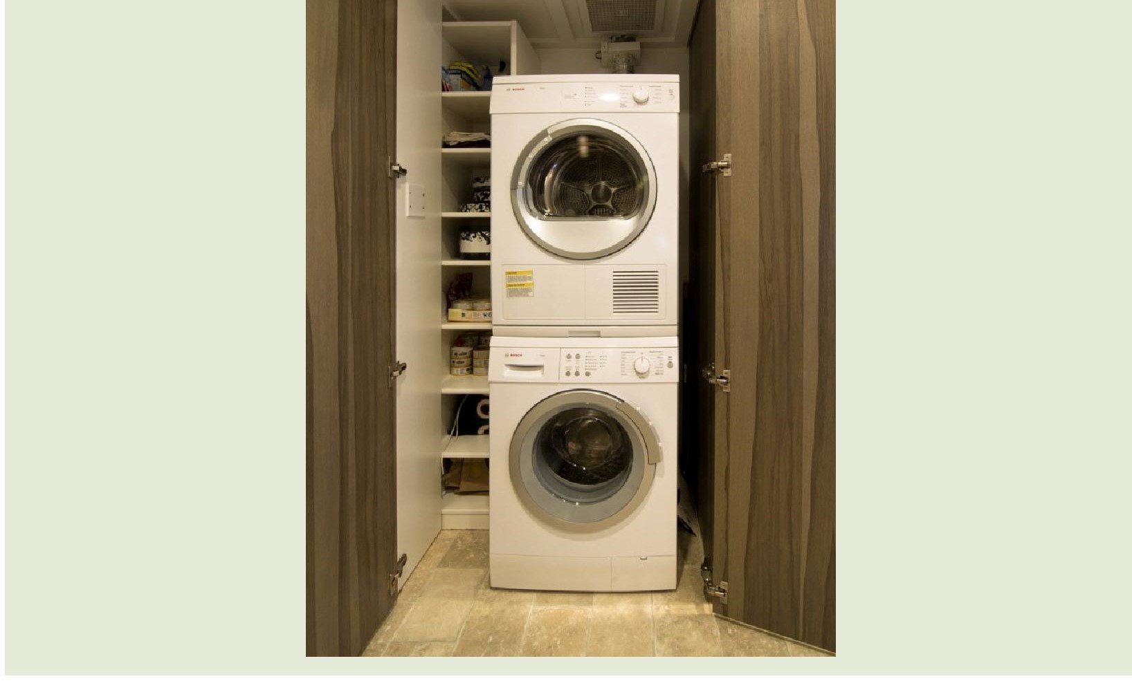 Laundry cabinets in Dusk Frake Shinnoki Wood Veneer